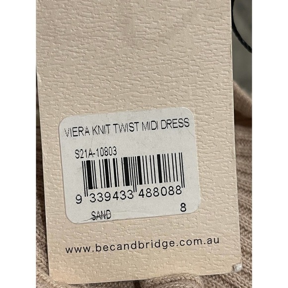 BEC&BRIDGE Sand Riviera Knit Twist Midi Dress Size 8 NWT - Picture 7 of 12